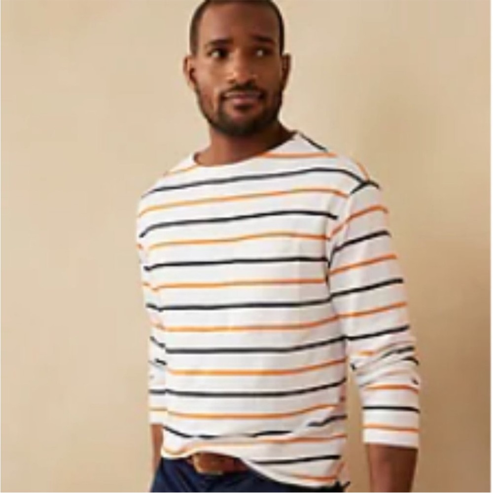Banana Republic White Striped Men's Shirt